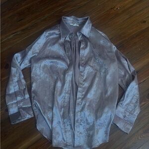 12th Tribe Shimmery Lavender Floral Button-Down Shirt